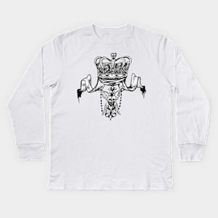 skull crown crest hand drawn original Kids Long Sleeve T-Shirt